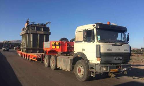 Super heavy transformer transportation from Neyshabur steel with a back-breaking trailer by Beisan Tarabar